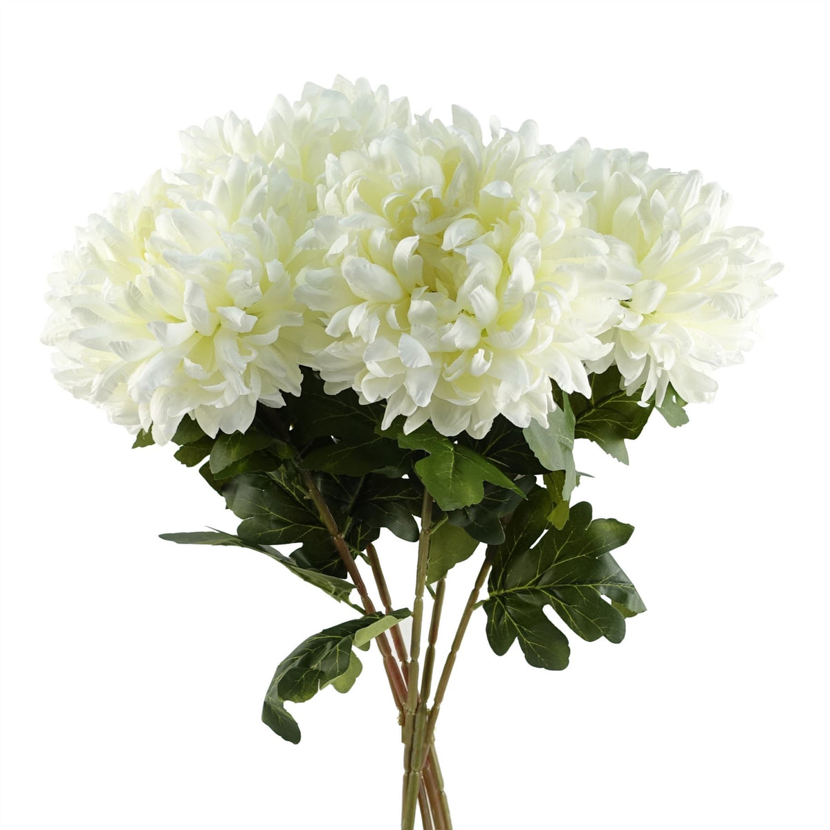 Leaf Design UK Pack of 6 Extra Large Reflex Chrysanthemum Artificial Stems – 75cm Silk Flowers, White