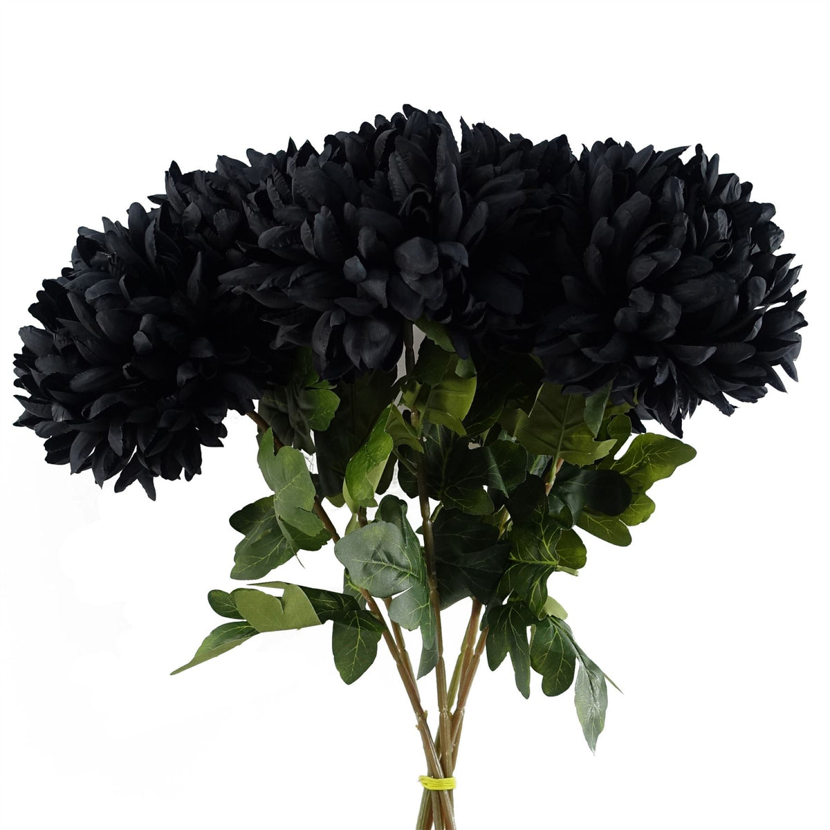 Leaf Design UK Pack of 6 Extra Large Reflex Chrysanthemum Artificial Stems – 75cm Silk Flowers, Black