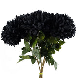 Leaf Design UK Pack of 6 Extra Large Reflex Chrysanthemum Artificial Stems – 75cm Silk Flowers, Black
