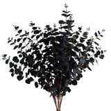 Leaf Design UK Pack of 6 Artificial Black Eucalyptus Foliage Stems – 80cm Silk Leaves, Shapable Wired Stem