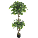 Leaf 150cm Artificial Twisted Ficus Tree – Realistic Fake Plant, Potted and Fully Assembled