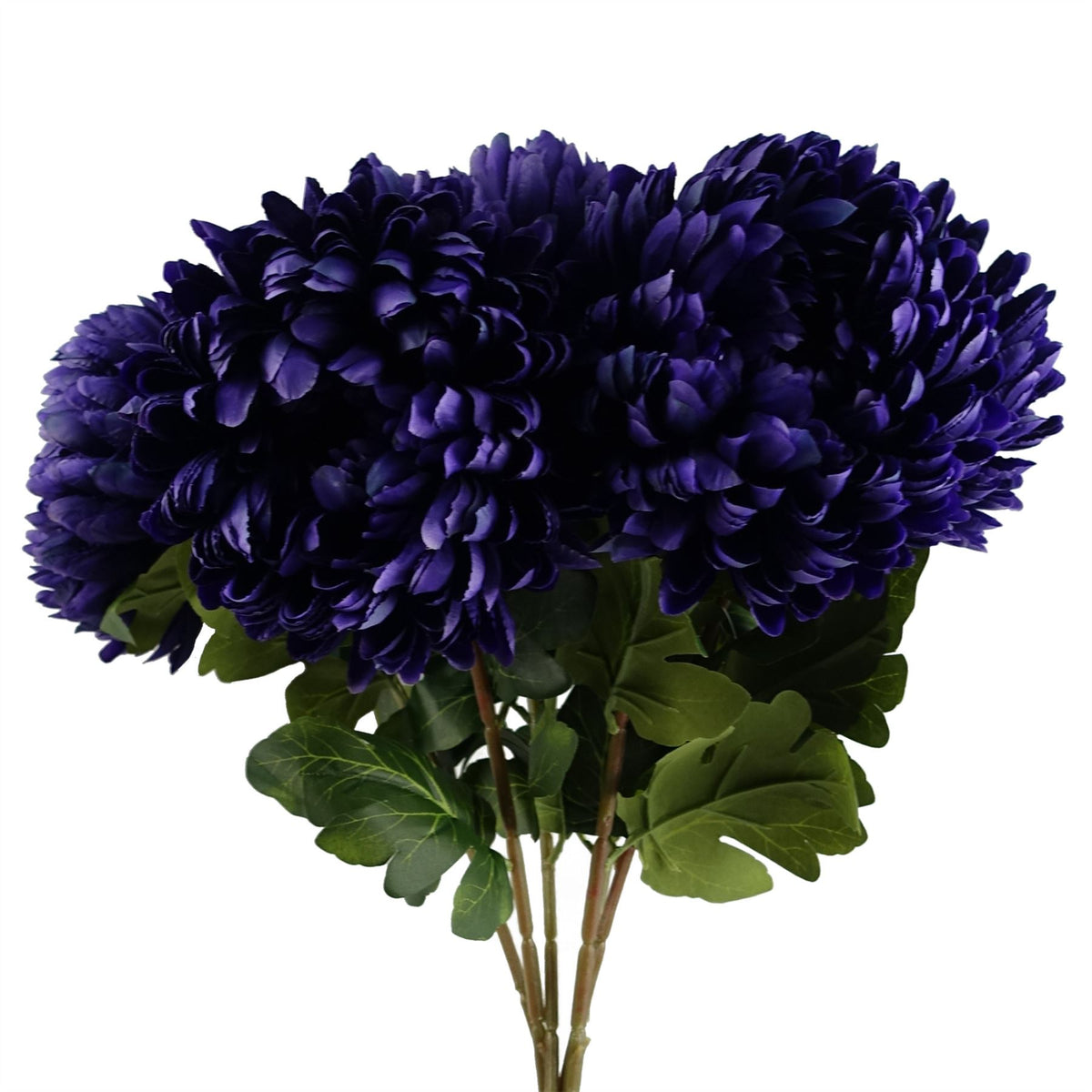 Leaf Design UK Pack of 6 Extra Large Reflex Chrysanthemum Artificial Stems – 75cm Silk Flowers, Purple