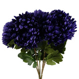 Leaf Design UK Pack of 6 Extra Large Reflex Chrysanthemum Artificial Stems – 75cm Silk Flowers, Purple