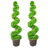 Spiral topiary trees with planters
