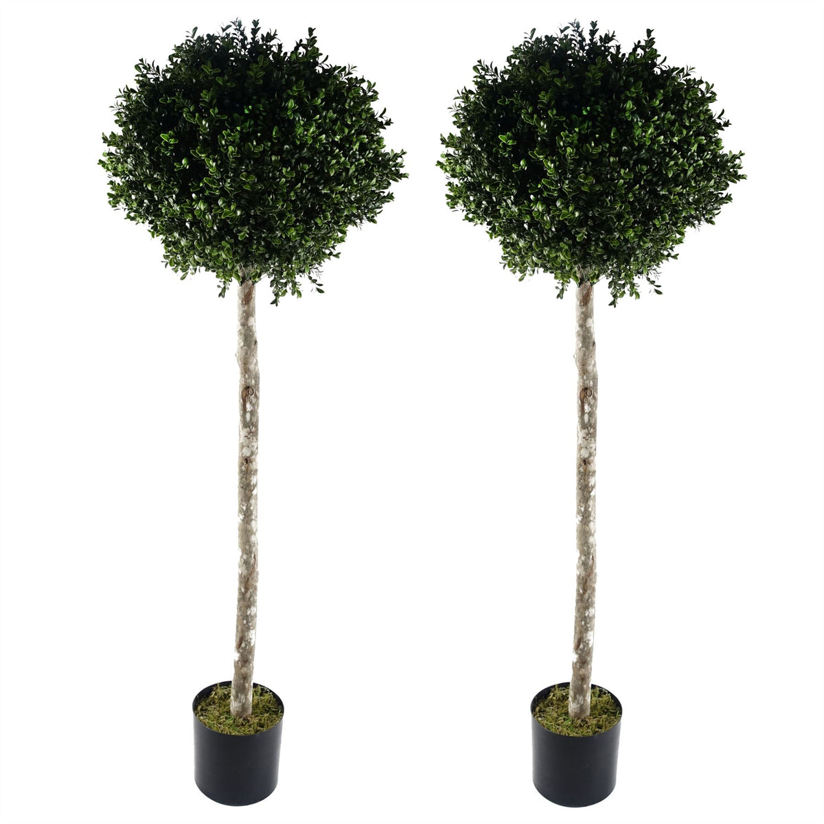 Leaf Pair of 140cm Artificial Buxus Ball Trees – UV Resistant Outdoor Topiary with Wired Branches
