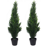 Leaf Design UK 90cm Pair of Artificial Cedar Cypress Topiary Trees – UV Resistant, Indoor and Outdoor