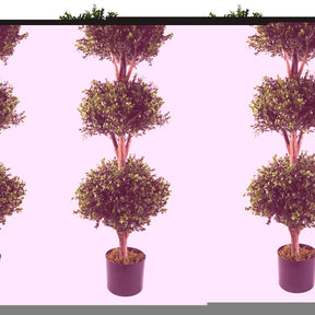 Pair of artificial buxus triple ball topiary trees