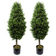Pair of artificial buxus ball cone topiary trees