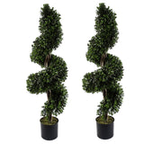 Pair of artificial spiral buxus topiary trees