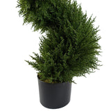 Leaf 120cm Pair of Artificial Spiral Cypress Topiary Trees – Dense Foliage in Weighted Plastic Pots