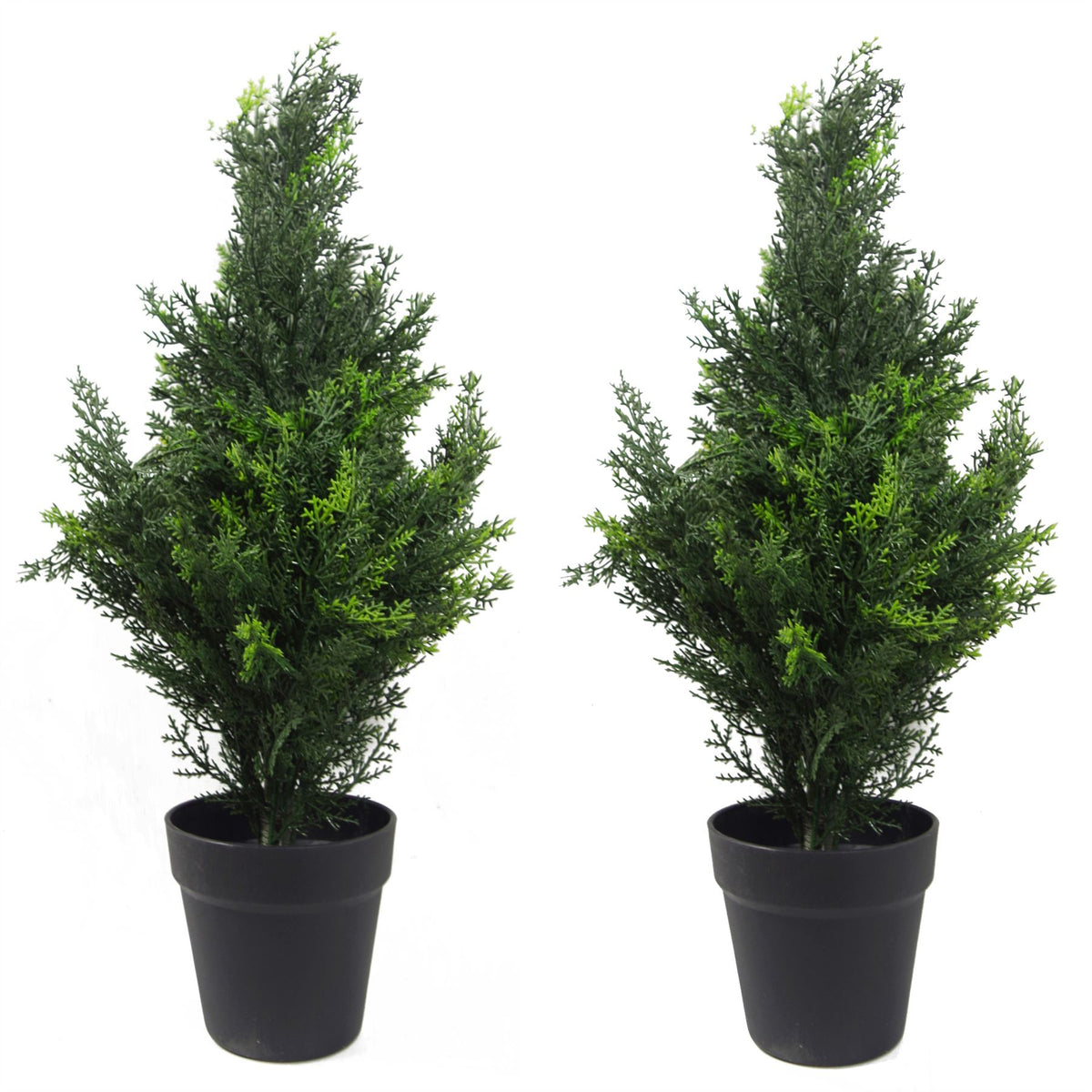 Leaf Design UK 60cm Pair of Artificial Cedar Cypress Topiary Trees – UV Resistant, Indoor and Outdoor
