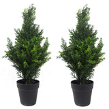 Leaf Design UK 60cm Pair of Artificial Cedar Cypress Topiary Trees – UV Resistant, Indoor and Outdoor