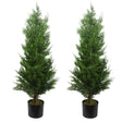 Pair of artificial cypress topiary trees
