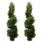 Leaf Pair of Premium 120cm Artificial Cypress Spiral Topiary Trees – Dense Foliage, Indoor or Outdoor