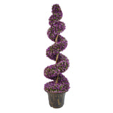 Leaf 120cm Pair of Purple Large Leaf Spiral Topiary Trees with Decorative Planters – Indoor or Outdoor
