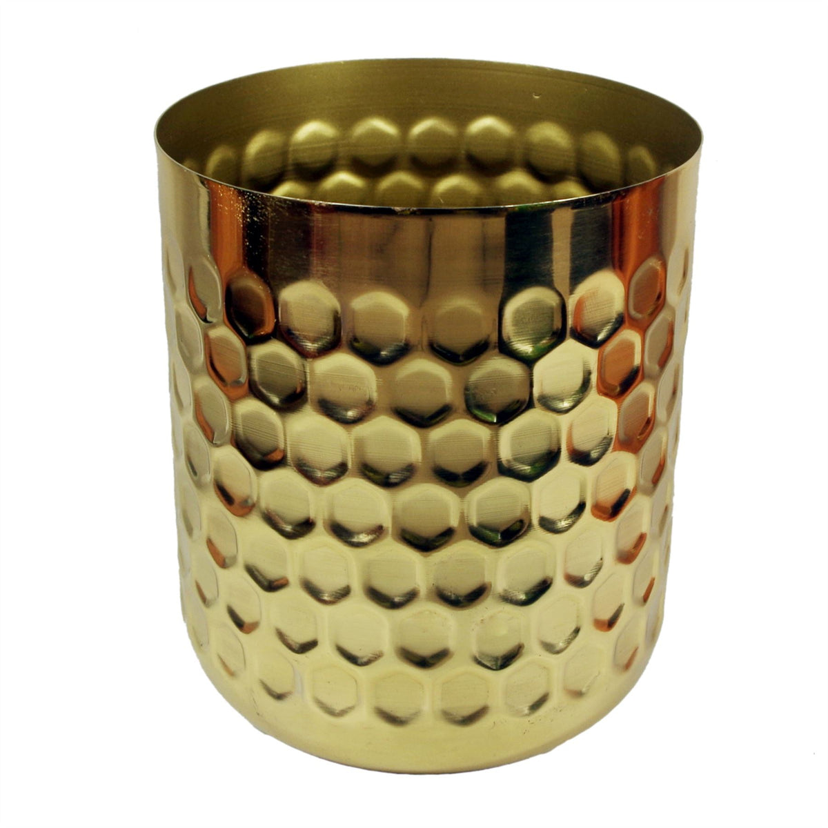 Honeycomb Metal Planter – Gold – 18cm x 15.5cm