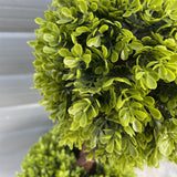 Pair of 90cm Artificial Double Ball Boxwood Topiary Trees in Weighted Black Pots – Outdoor Faux Plants, Green