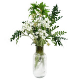 Pack of 6 Artificial Hainan Elaeocarpus Stems, 90cm with Plastic Leaves and Flowers – Faux Foliage