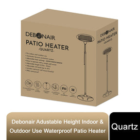 Debonair adjustable height waterproof quartz patio heater