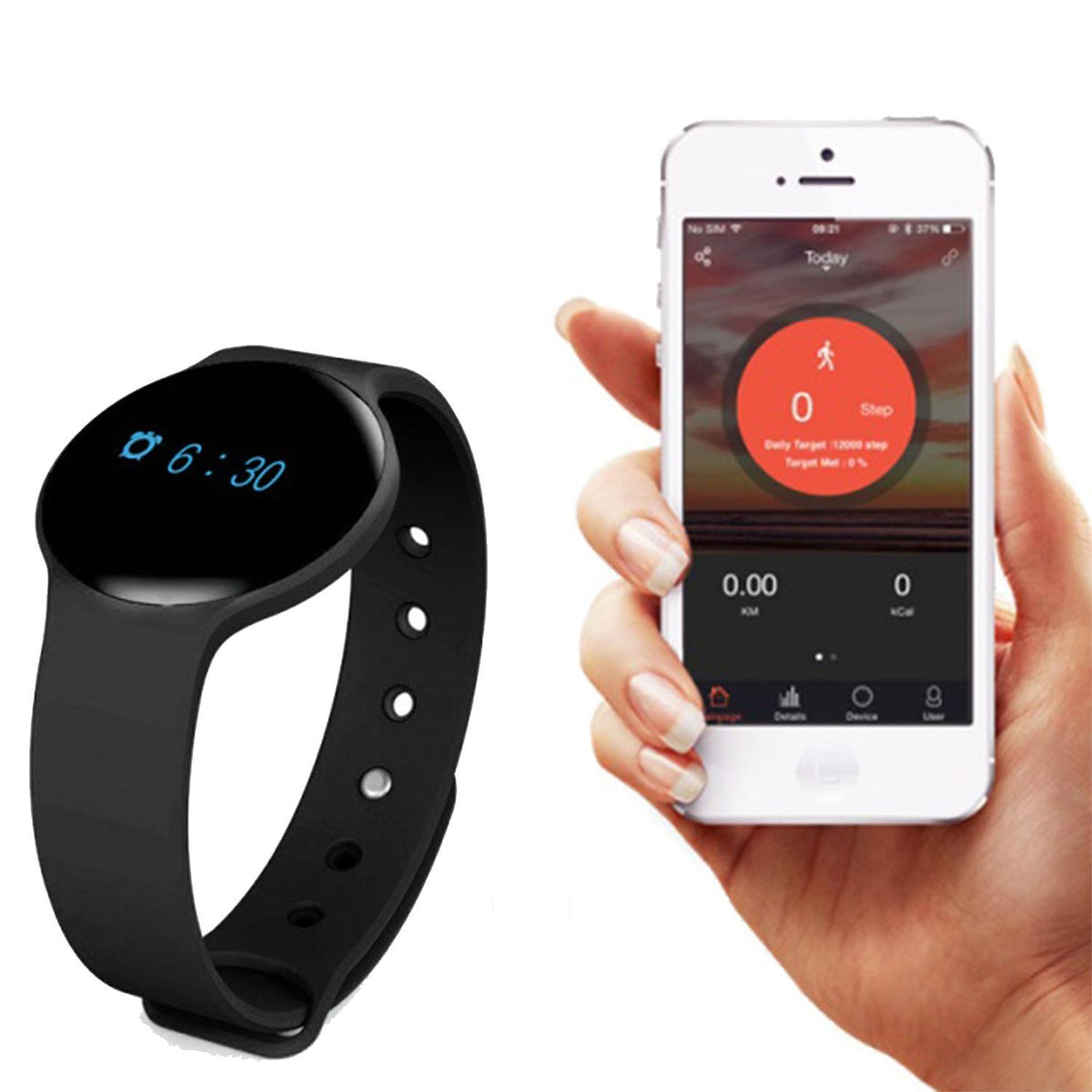 Bas-Tek Sport Bluetooth Fitness Tracker – Lightweight Activity Watch with Sleep Monitor & Call Alerts, Black