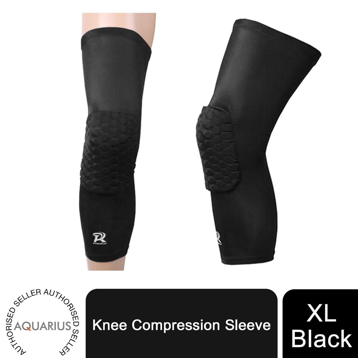 Aquarius Knee Compression Sleeve – Elastic Knee Support for Squats, Lifting and Training, Black, Extra Large