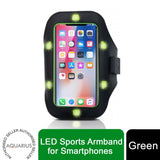 Aquarius LED Sports Armband for Smartphones – Touchscreen Window, Splashproof, for Running & Cycling