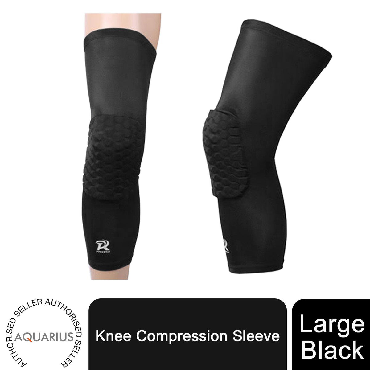 Aquarius Knee Compression Sleeve – Elasticated Knee Support for Gym & Sport, Large, Black