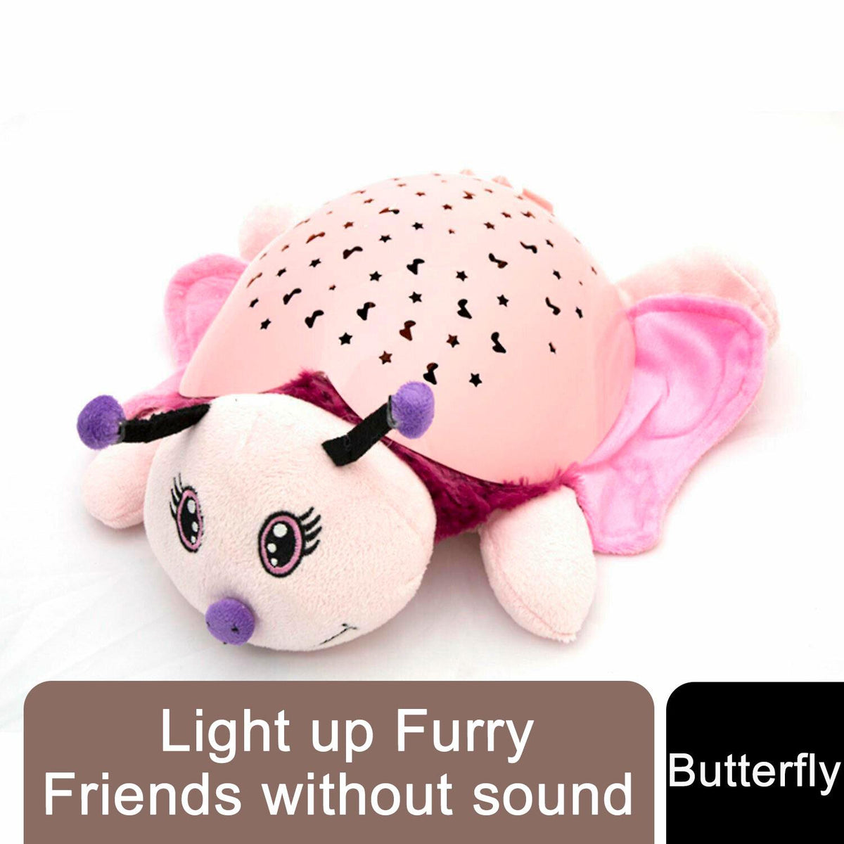 Light Up Furry Friends Butterfly Cuddly Toy Without Sound – Colour-Changing Soft Night-Time Friend for Children