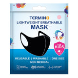 Termin8 Lightweight Breathable Reusable Face Mask for Kids – Double Layer, Polyester and Spandex, Black