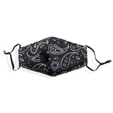Termin8 Adult Cotton Face Mask with 2 Valves & 2 Replaceable Filters – Reusable, Adjustable Earloops, Paisley Black