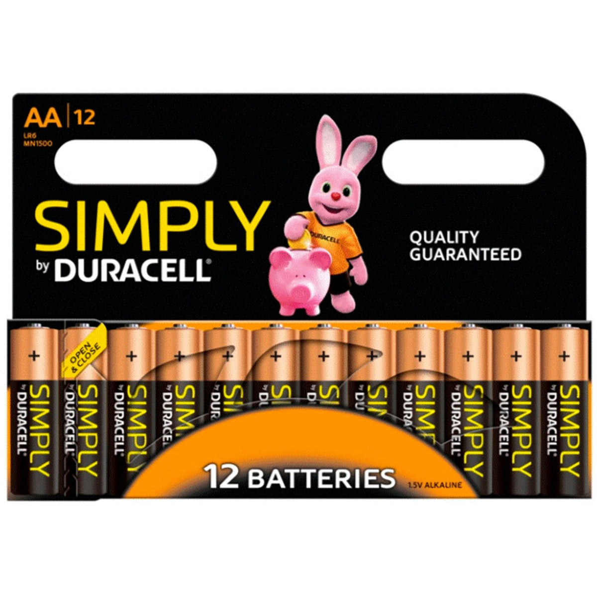 Duracell Simply AA Alkaline Batteries, 12 Pack – Long-Life Non-Rechargeable Power for Toys and Tools
