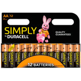 Duracell Simply AA Alkaline Batteries, 12 Pack – Long-Life Non-Rechargeable Power for Toys and Tools