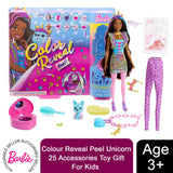 Barbie Colour Reveal Peel Unicorn Doll with 25 Surprises & Accessories – Colour-Change Gift for Kids