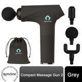 Gymcline Compact Massage Gun with 1500mAh Battery, 3 Speed Modes and 3 Massage Heads – Muscle Recovery, Grey
