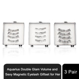 Aquarius Double Magnetic False Eyelash Gift Set, 3 Pairs – Glam, Volume & Sexy, Reusable & Glue-Free, Black
