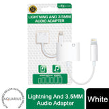 FX Factory Lightning and 3.5mm Audio Adapter – Charge and Listen at Once, Plug and Play, White