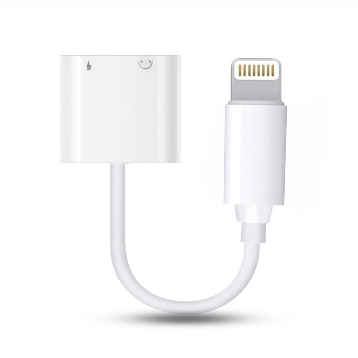 FX 2-in-1 Phone Audio Adapter for Phone 7, 7 Plus, 8, 8 Plus, X and XR – Listen and Charge, White