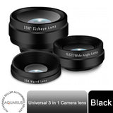 Aquarius Universal 3 in 1 Phone Camera Lens Kit with Fisheye, Wide Angle and Macro Lenses