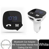 Aquarius Bluetooth Car Adapter and FM Transmitter with Hands-Free Calling – LED Display, USB Car Kit, White