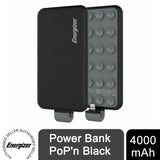 Energizer 4000mAh Slim Power Bank with Built-in Micro USB Tip & Suction Cups – Portable Charger, Black
