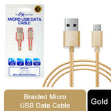 FX Powabud Braided Micro USB Data Cable, 1m – Fast Sync & Charge, Nylon Braided Cable for Phones & Tablets