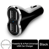 Aquarius 4-Port Universal USB Car Charger with 50W Output & LED Indicator – Fast In-Car Charging, Black
