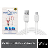 FX Powabud USB Data Cable for Micro USB Devices – Fast Sync & Charge, White
