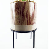 35cm Artificial Grass with Ceramic Planter & Metal Stand