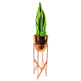 Leaf 55cm Copper Metal Planter with Matching Stand – Rustic Handmade Indoor Plant Holder