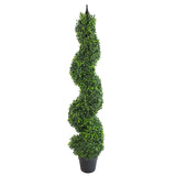 Leaf Design UK 120cm (4ft) Artificial Boxwood Tower Tree with Spiral Metal Top – Indoor and Outdoor Topiary