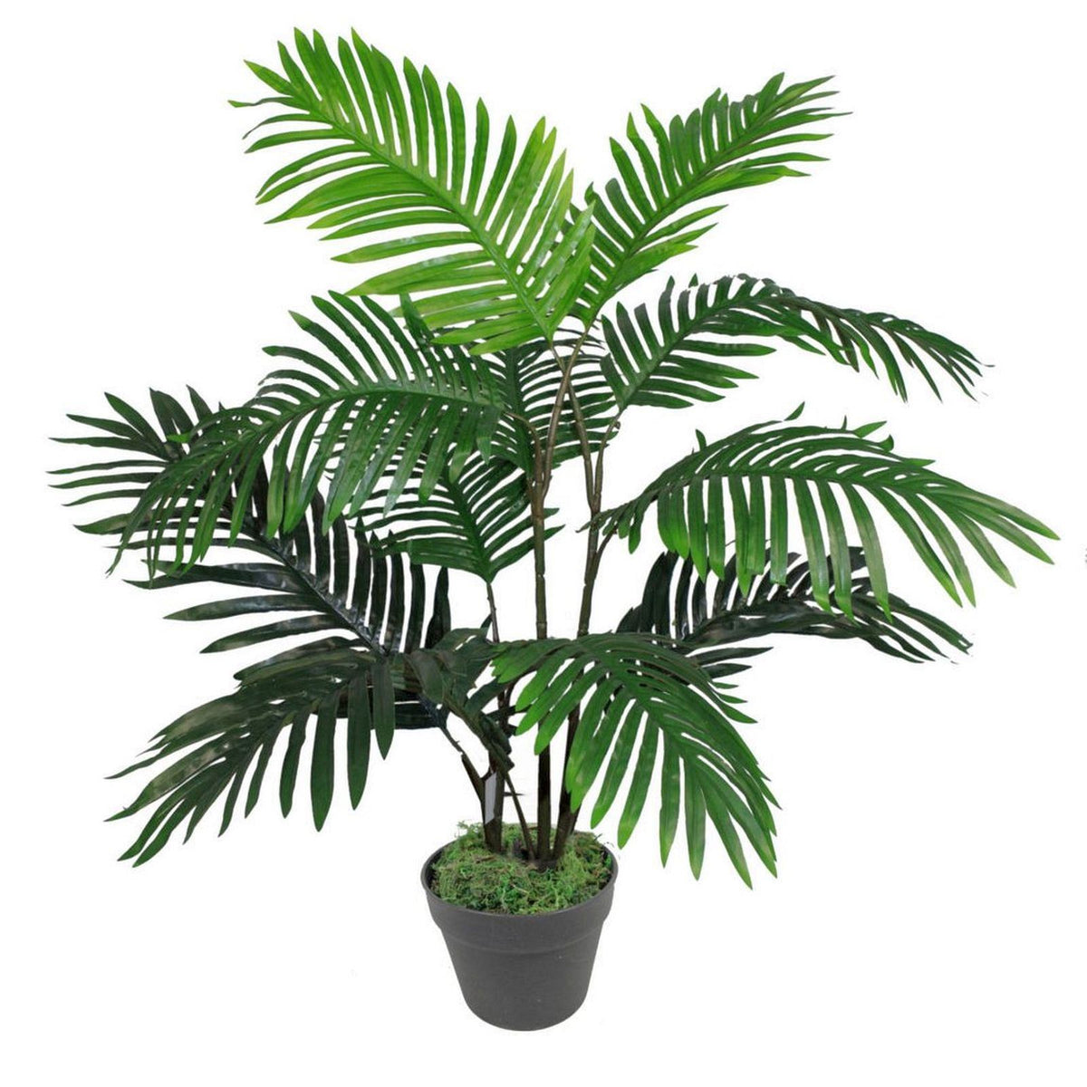 Leaf Design UK 90cm Large Realistic Artificial Palm Tree with Wired Stems – Moss Covered Pot