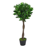 Pair of Leaf Design UK 90cm (3ft) Artificial Topiary Bay Laurel Ball Trees – Twisted Stem Entrance Plants