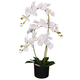 65cm Luxury Artificial Orchid – 3 Stems, Soft White