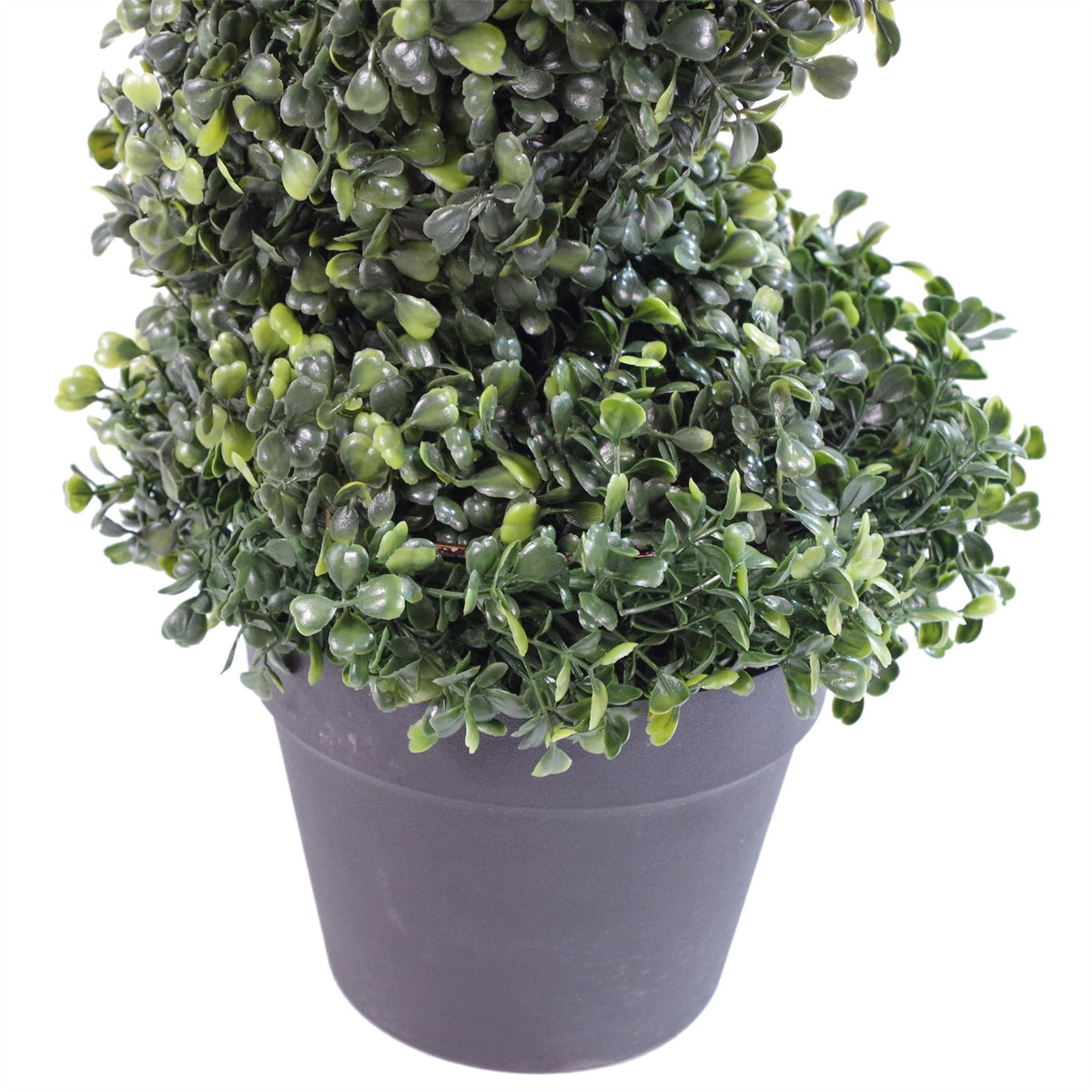 Leaf Design UK 90cm (3ft) Artificial Boxwood Tower Tree with Spiral Metal Top – Indoor and Outdoor Topiary